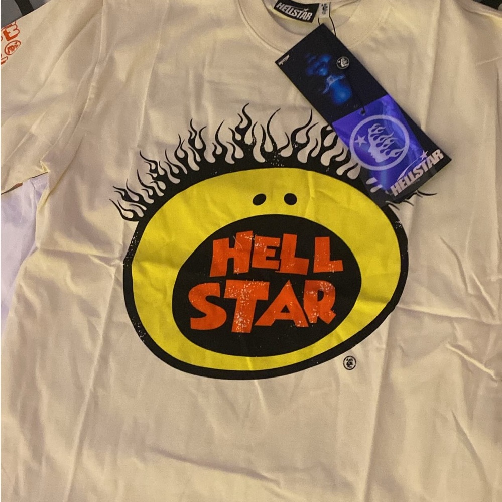 Yellow and Cream Short Sleeve Tee with Graphic Design